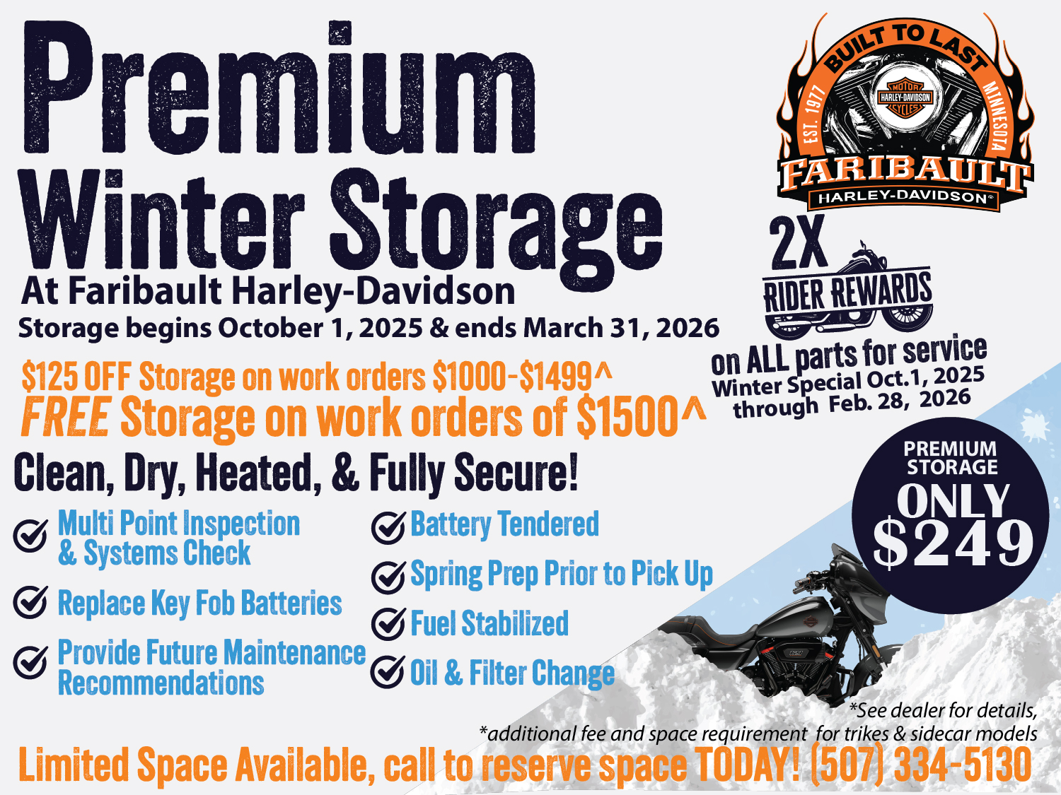 Winter Storage | Faribault Harley-Davidson® Minnesota